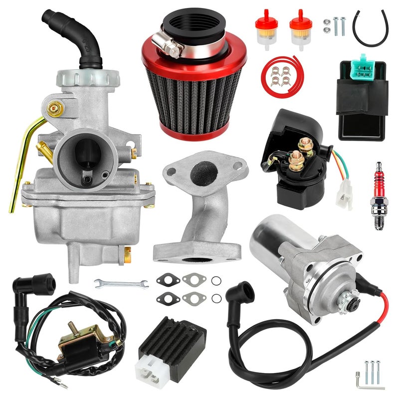 XIKOBY PZ20 Carburetor Ignition Coil Starter Motor Relay Voltage Regulator CDI Box Kit Compatible with Tao tao Coolster 125cc 110cc Kazuma Baja 50cc Chinese ATV Quad 4 Wheeler Go Kart Dirt Bike Parts - Image 1